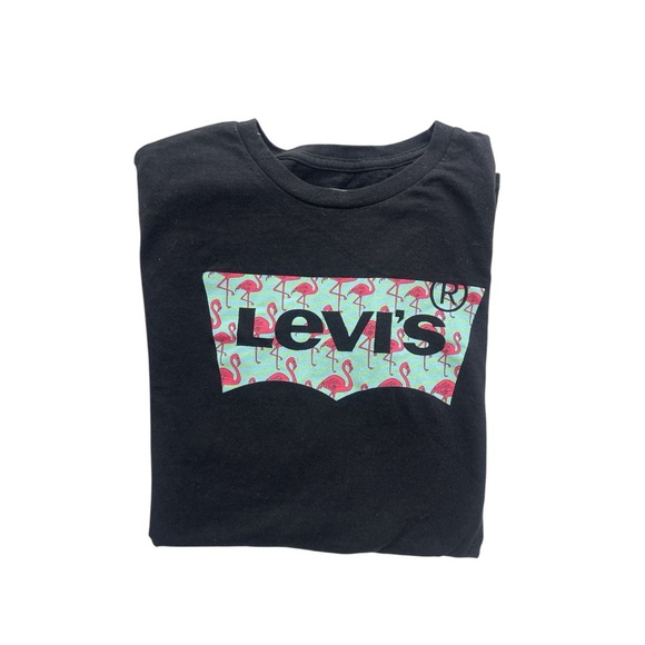 Levi’s Women’s Pink Flamingo Graphic T-Shirt Unisex Crewneck Black – Size XL - Picture 1 of 7